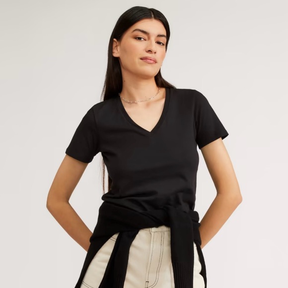 NWT EVERLANE The Organic Cotton V-neck Tee M - Picture 1 of 8